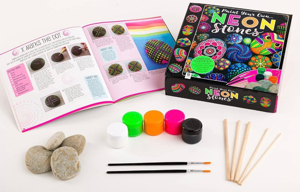 Hinkler Paint Your Own Neon Stones Rock Painting Kit |Creative Kids Arts and Cra