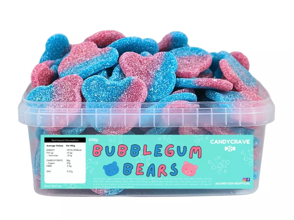 Candycrave Bubblegum Bears Gummy Jelly Party Sweets Tub 600g