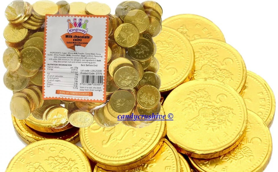 10 Large Milk Chocolate Gold Foiled MONEY COINS