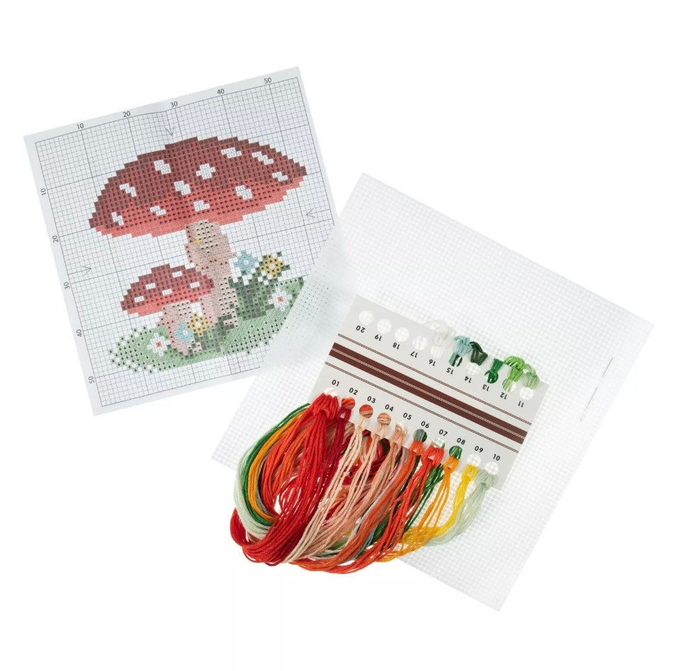 Counted Cross Stitch Kit Kits - Beautiful Designs - Fun Craft Gift- Toad stool
