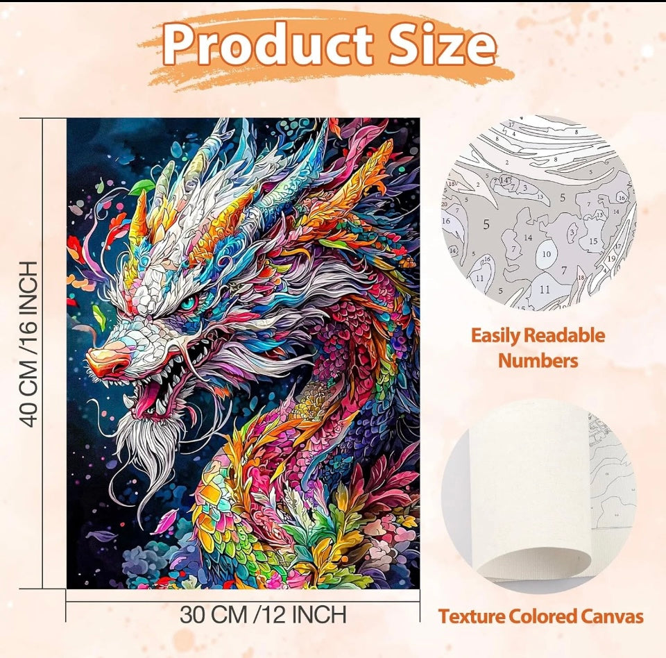 Colorful Dragon Paint by Numbers for Adults kit