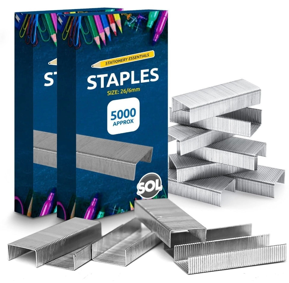 10000 Office Staples 26/6 | Standard Fit 26/6mm Staples for Desktop Staplers