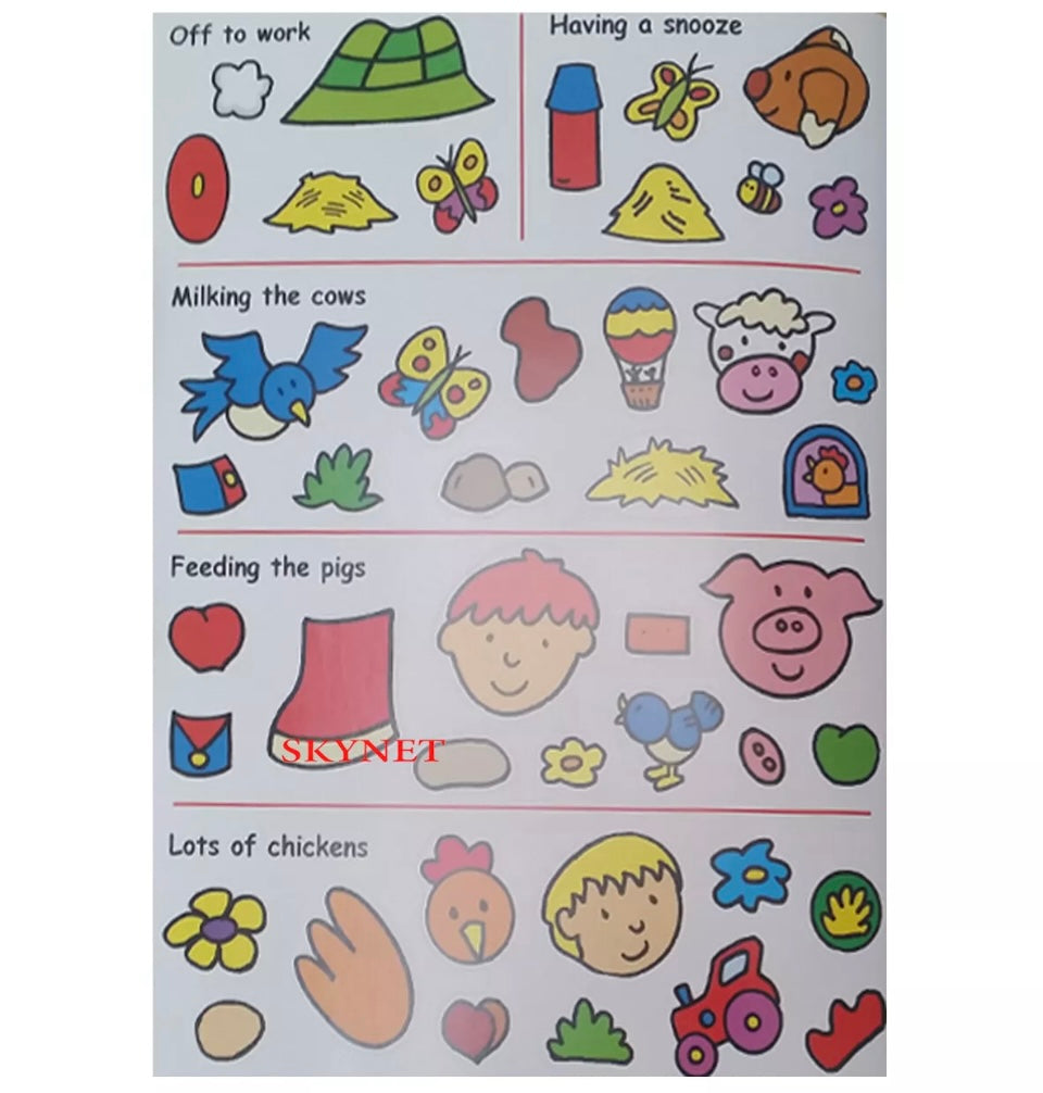CHILDRENS KIDS DOT TO DOT COLOURING BOOK ACTIVITY FARMYARD FUN + FELT TIP PENS