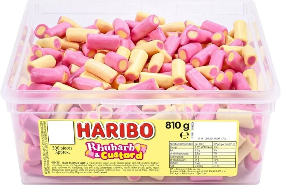Haribo Rhubarb & Custard Tub 300 Pieces Pick N Mix Sweets