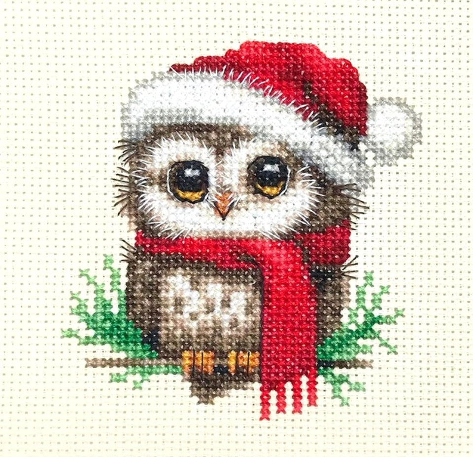 CHRISTMAS OWL Bird Full counted cross stitch kit