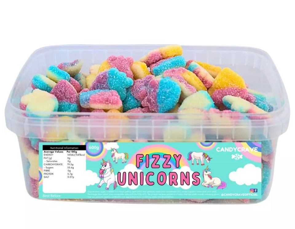 Candycrave Fizzy Unicorns Gummy Jelly Party Sweets Tub 600g