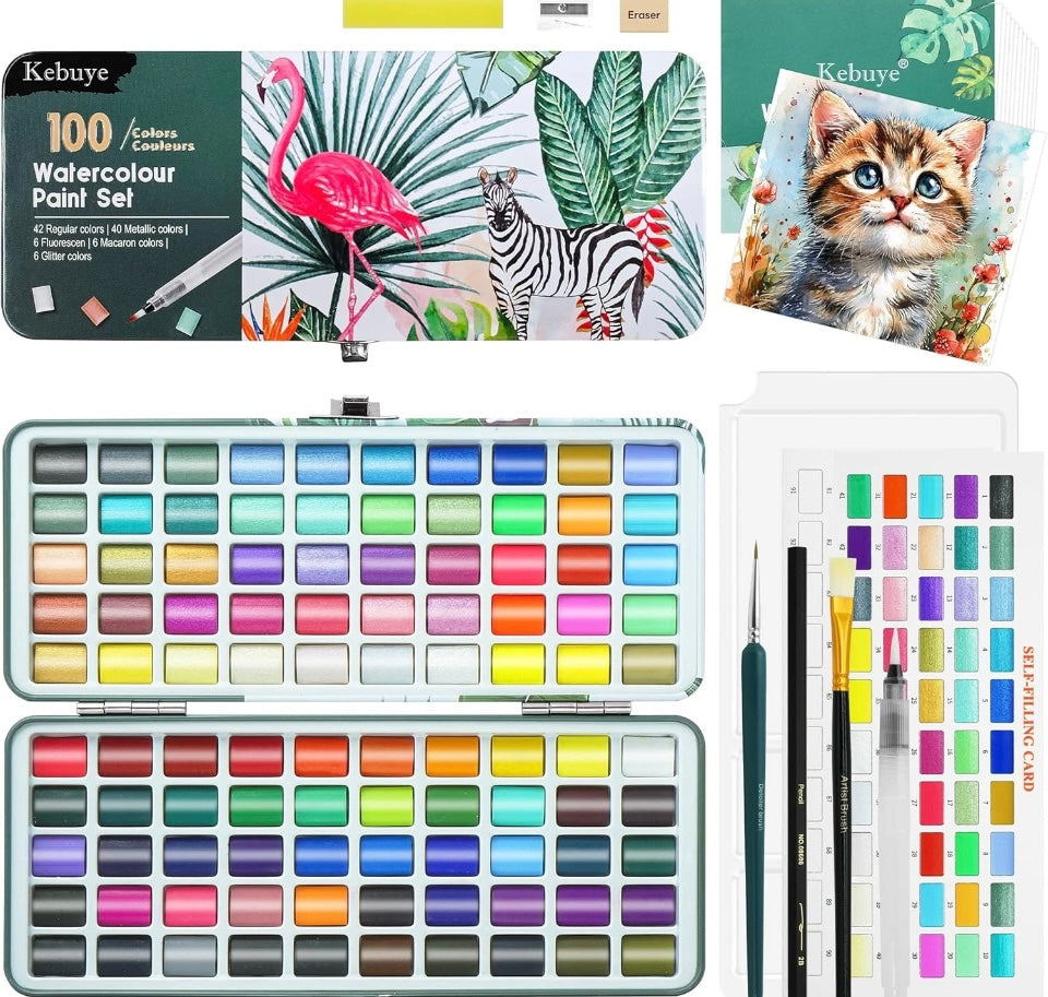 Watercolour Paint Set Art Watercolor - 100 Water Colour Paints Sets in Portable container