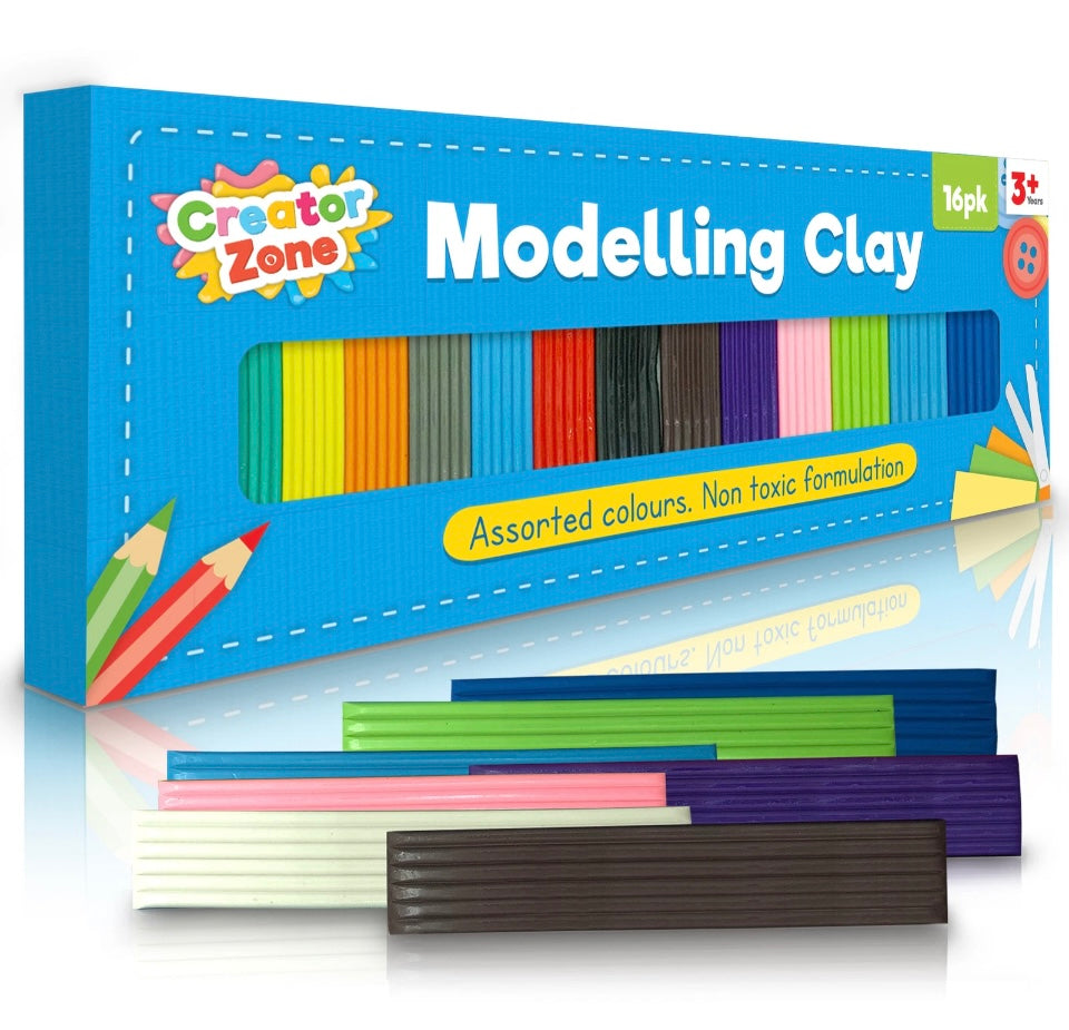 16pk Kids Modelling Clay Set 16 Colours Plasticine Putty Strips