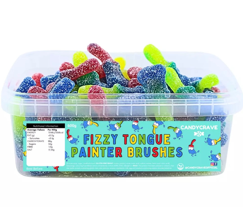 Candycrave Fizzy Tongue Painter Brushes Tub 600g | Vegan | Assorted Fruit