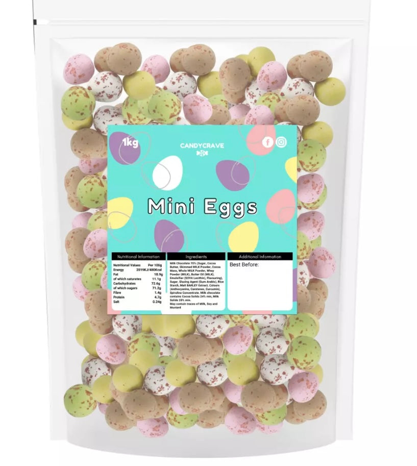 Candycrave Mini Eggs Pouch 1kg - Assortment Of Chocolate Eggs