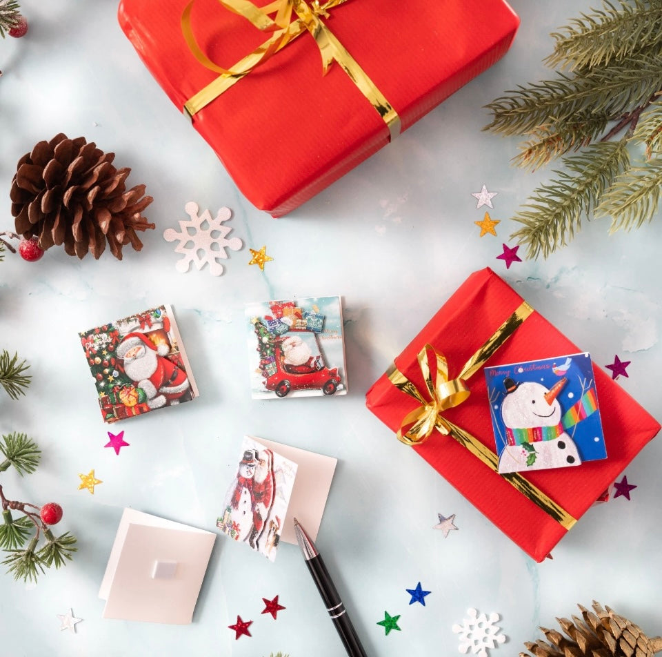 24 Christmas Gift 3D Tags Name Xmas Present Handcrafted Stick on Tag Kids Mix