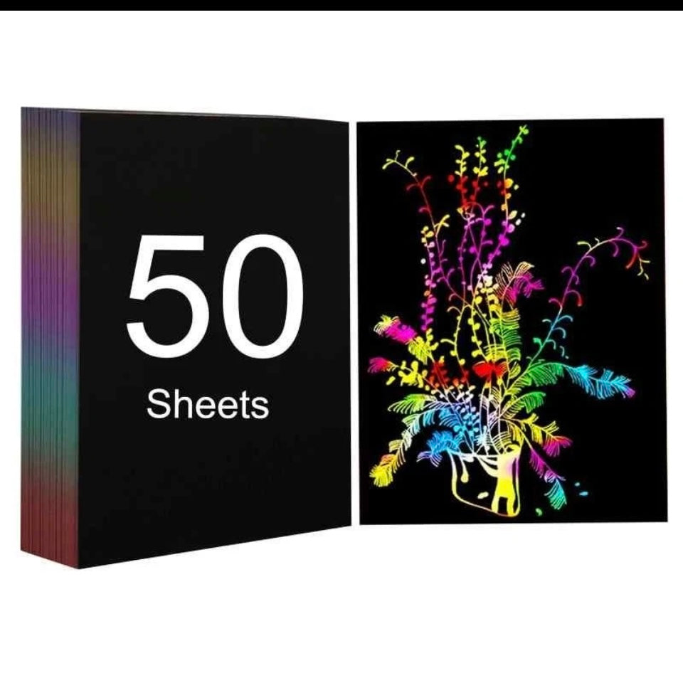 50 Sheets A4 Rainbow Scratch Paper with Tools