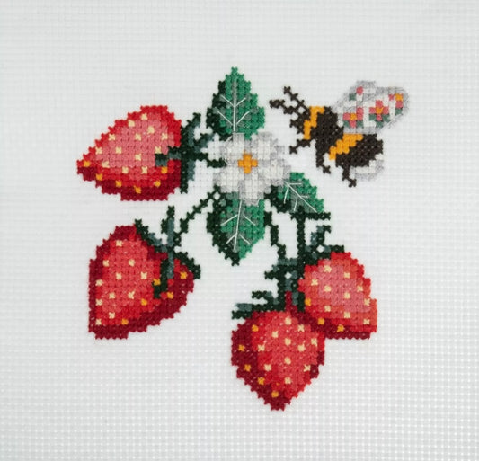 Counted Cross Stitch Kit Kits - Beautiful Designs - Fun Craft Gift- Bee and berries