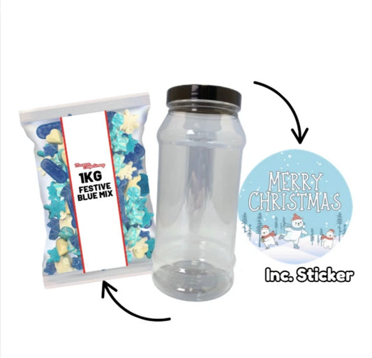 Christmas Sweets 1kg Jar Bundle - Festive Xmas Mix- blue