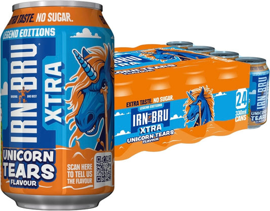 IRN-BRU XTRA Unicorn Tears Limited Edition Flavour, 24 Pack No Sugar & Zero Calories