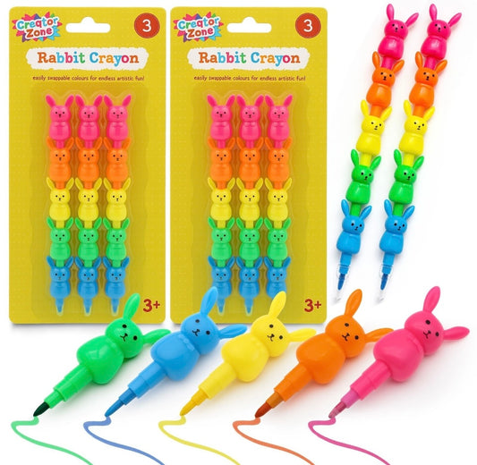 6pk Rabbit Stacking Crayon Swap Point Crayon Stacker