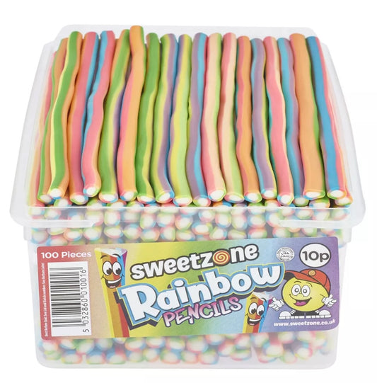 Sweetzone Rainbow Pencils 100 Pieces Halal HMC Sweets Tubs