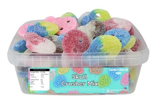 Candycrave Skull Crusher Mix - 600g Tub - Fizzy Gummy Sweets - Contents Vary