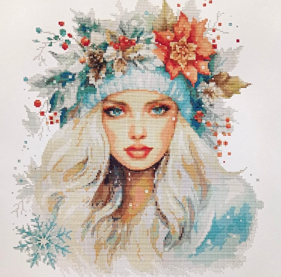 Angel Of Winter - Unprinted 14 Count Cross Stitch Kit - Aida Size 44 x 44cm