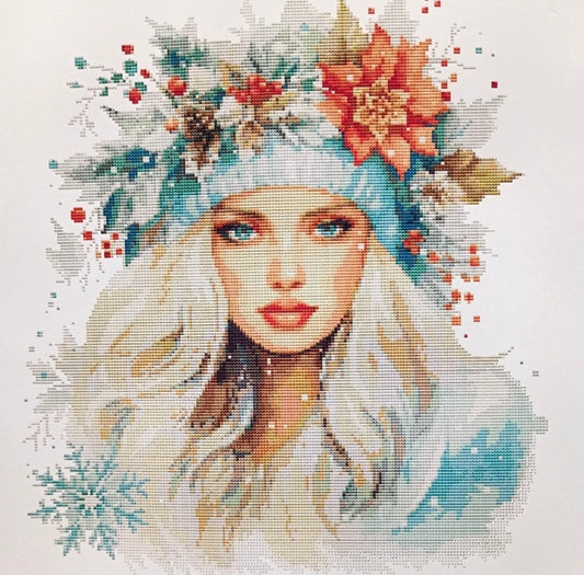 Angel Of Winter - Unprinted 14 Count Cross Stitch Kit - Aida Size 44 x 44cm