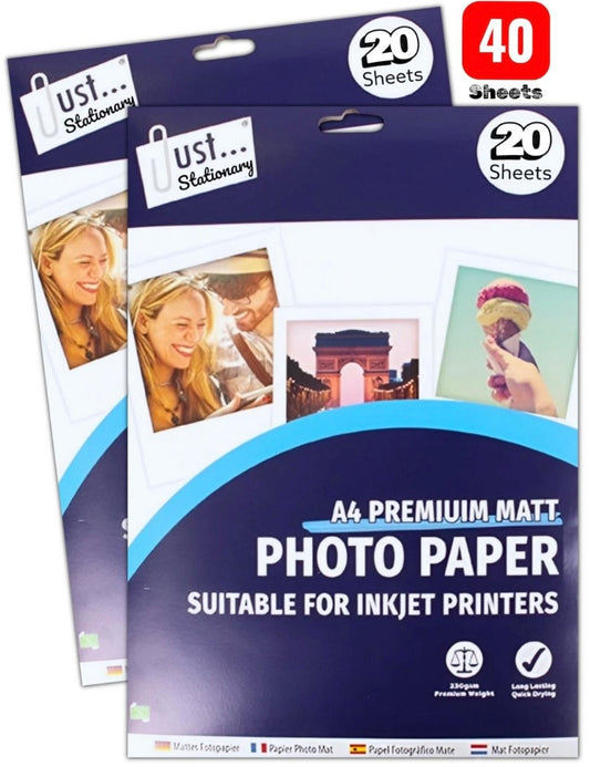 A4 Premium Matt Photo Paper 40 Sheets for Inkjet Printer Quick Drying 230GSM