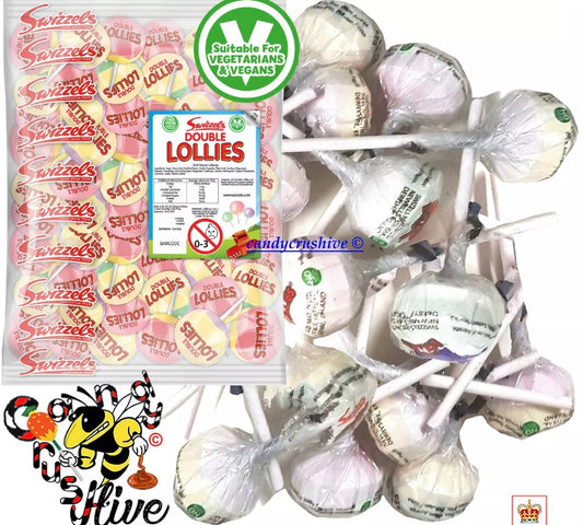 100 Swizzels DOUBLE LOLLIES Lollipops Fruit Flavour Candy Retro Party
