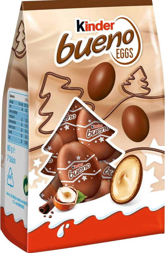 Kinder Bueno Mini Chocolate Christmas Eggs, Chocolate Treat Bag for Sharing 80g