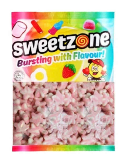 Sweetzone Fizzy Pink Stars - 1kg Bulk Bag - Halal & Gluten-Free Gummy Sweets