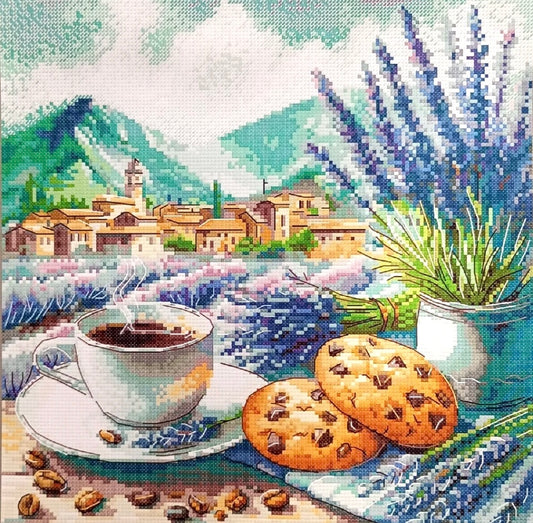 Lavender Afternoon Tea - 14 Count Cross Stitch Kit Unprinted - Aida Size 34x34cm