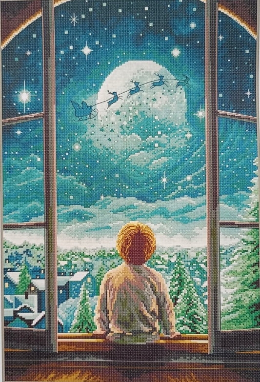 Christmas Eve Boy - 14 Count Cross Stitch Kit Unprinted - Aida Size 37 x 53cm
