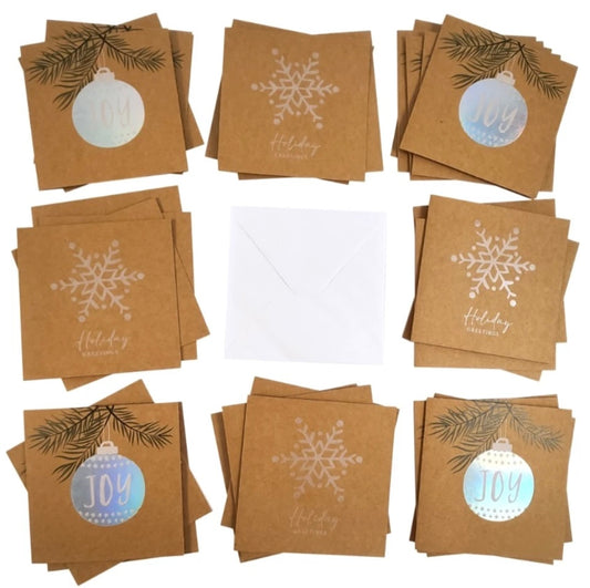 30 Christmas Cards Bumper Pack  Mixed Cute Traditional Festive 2 Kraft Designs