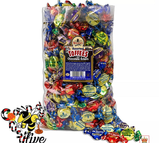 Walkers Nonsuch Toffee Retro Sweets Pick N Mix Wrapped Candy Party Bag- 50 assorted toffees and eclairs