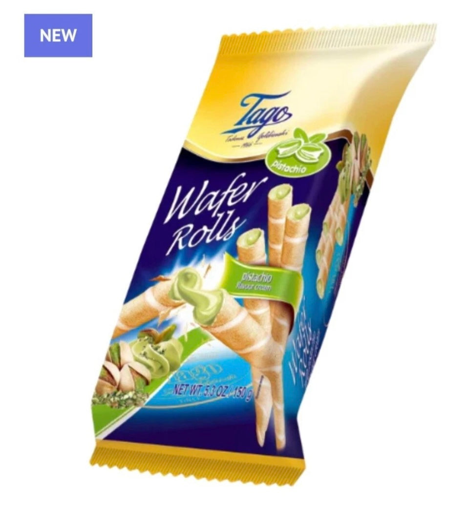 6 X Tago Wafers Rolls With Pistachio 150g