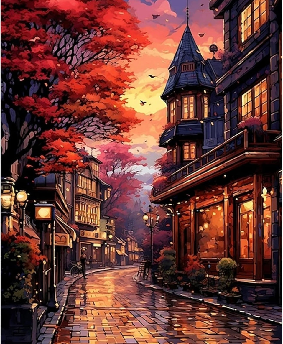 Viart Street Paint by Numbers for Adults-Landscape Painting