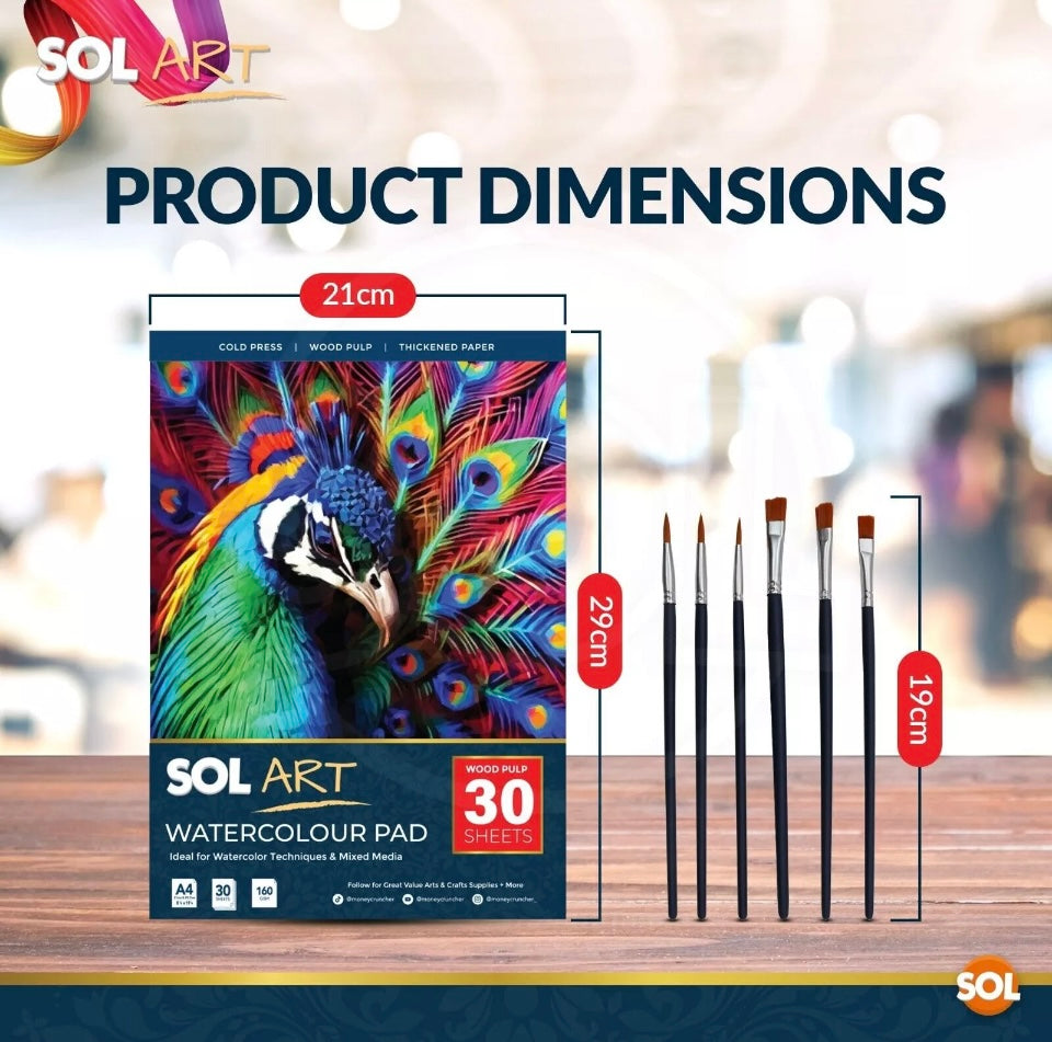 30pk Watercolour Pad Paper Cold Pressed Premium A4 Sketch Drawing Sheets 160GSM- see description