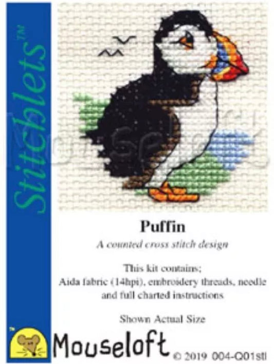 Mouseloft Cross Stitch Kits Stitchlets Counted Crossstitch Kit- Puffin