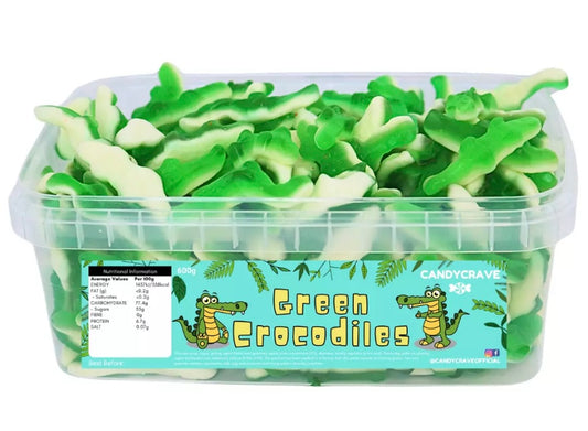 Candycrave Green Crocodiles Tub 600g | Vegan | Fruity Gummy Crocodile Sweets