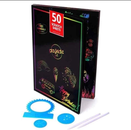 50 Sheets A4 Rainbow Scratch Paper with Tools