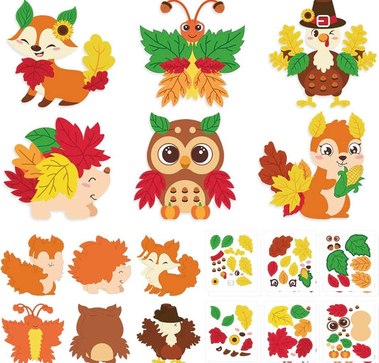 6 Pcs Fall Animal Craft Kits, Make You Own Animal Stickers