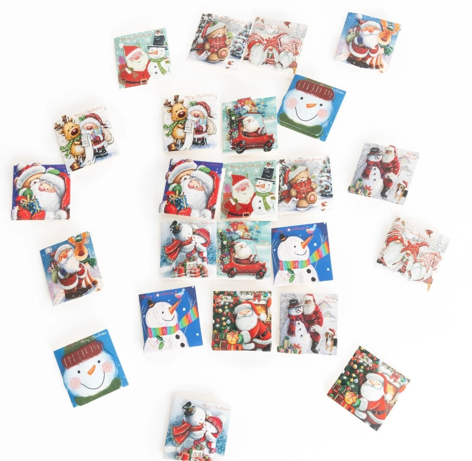 24 Christmas Gift 3D Tags Name Xmas Present Handcrafted Stick on Tag Kids Mix