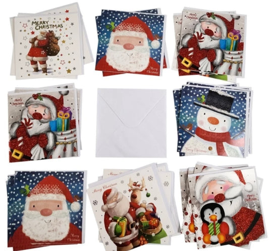 30 Christmas Cards Bumper Pack  Mixed Cute Traditional Festive 6 Mixed Designs