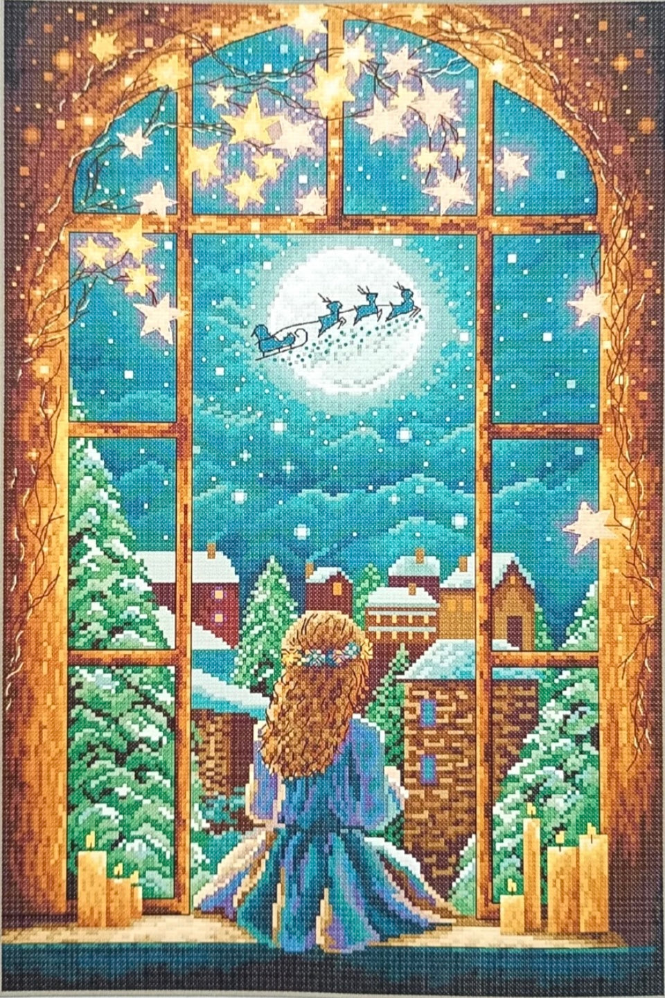 Christmas Eve Girl - 14 Count Cross Stitch Kit Unprinted - Aida Size 37 x 53cm
