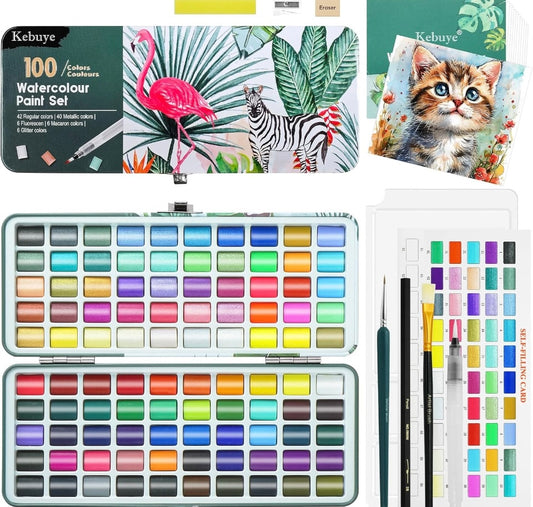 Watercolour Paint Set Art Watercolor - 100 Water Colour Paints Sets in Portable container