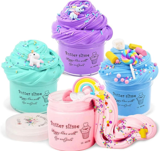 Appoft Soft and Non Sticky Fluffy Putty Slime Kits One Size, 4 Colors