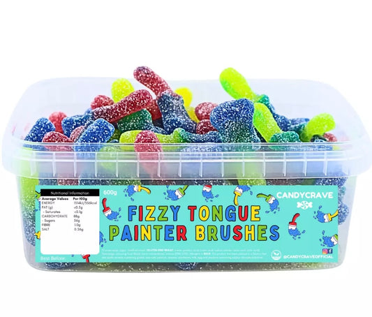 Candycrave Fizzy Tongue Painter Brushes Tub 600g | Vegan | Assorted Fruit