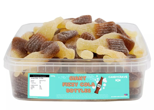 Candycrave Giant Fizzy Cola Bottles Gummy Jelly Party Sweets Tub 600g
