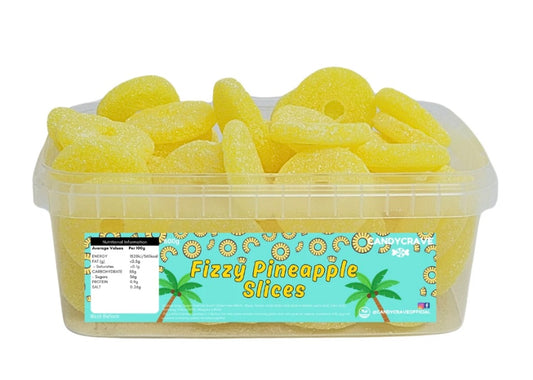 Candycrave Fizzy Pineapple Slices Gummy Jelly Party Sweets Tub 600g