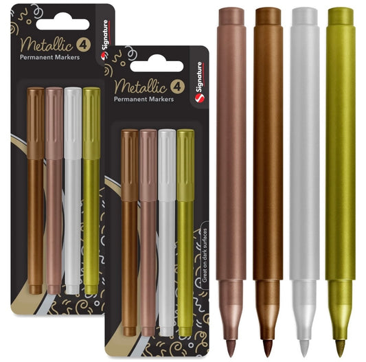 8 Metallic Marker Pens for Craft Gift Card Making Scrapbooking Glass Wood