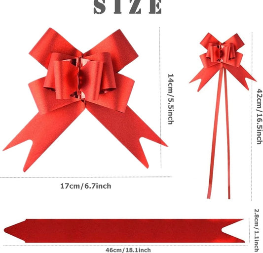 40pcs Pull Bows Glitter Ribbon Bows Red Green Gold Silver Gift Wrapping