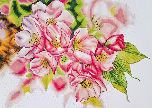 Dazzling Magnolia - 14 Count Cross Stitch Kit - Aida Size 30 x 38cm